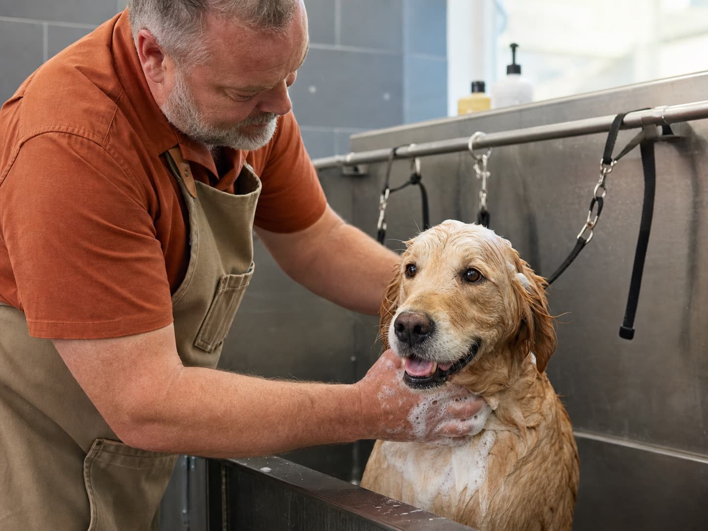 Bath and dry for a UK dog groomer business