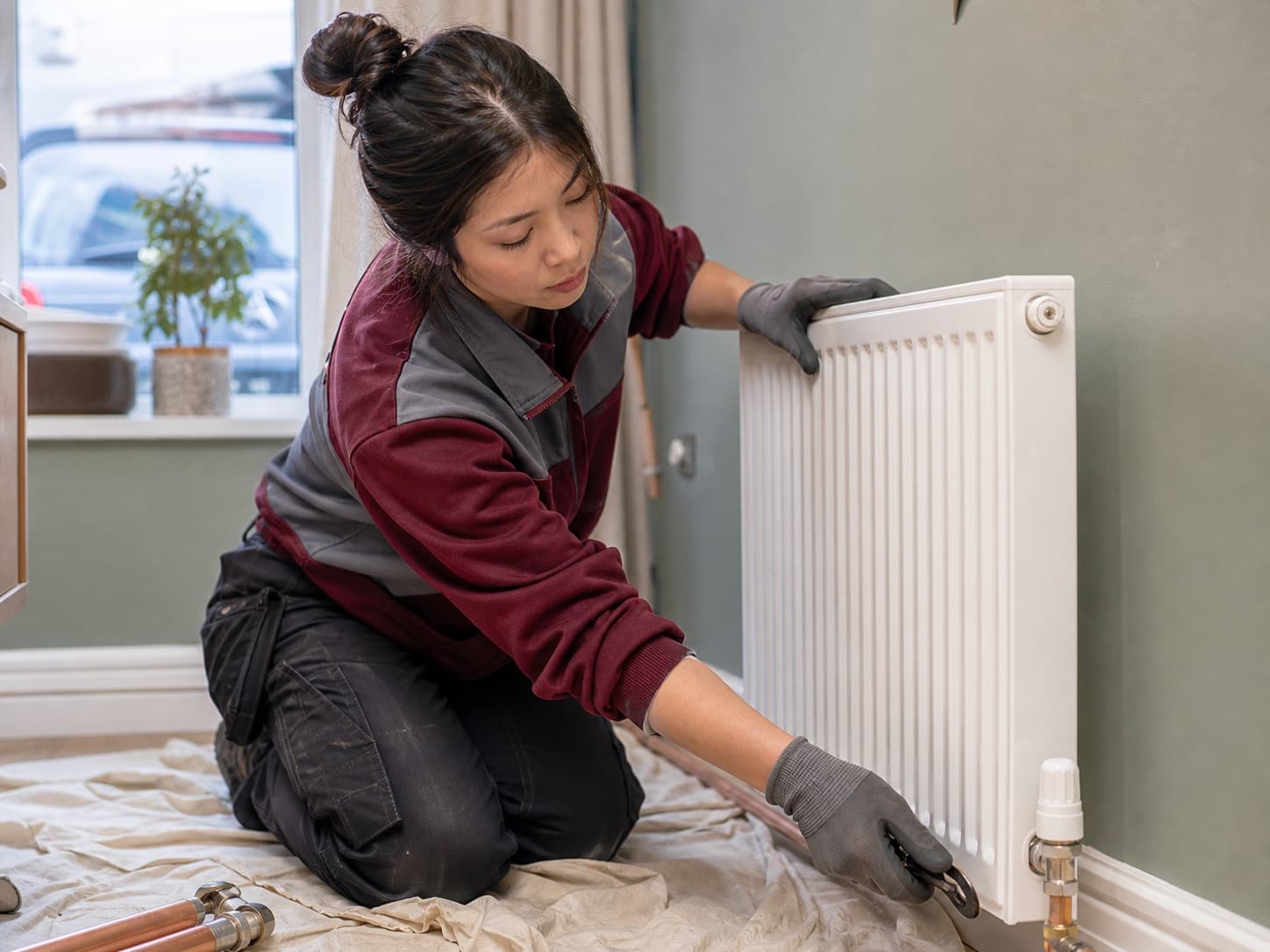 Radiator work for a UK heating engineer business